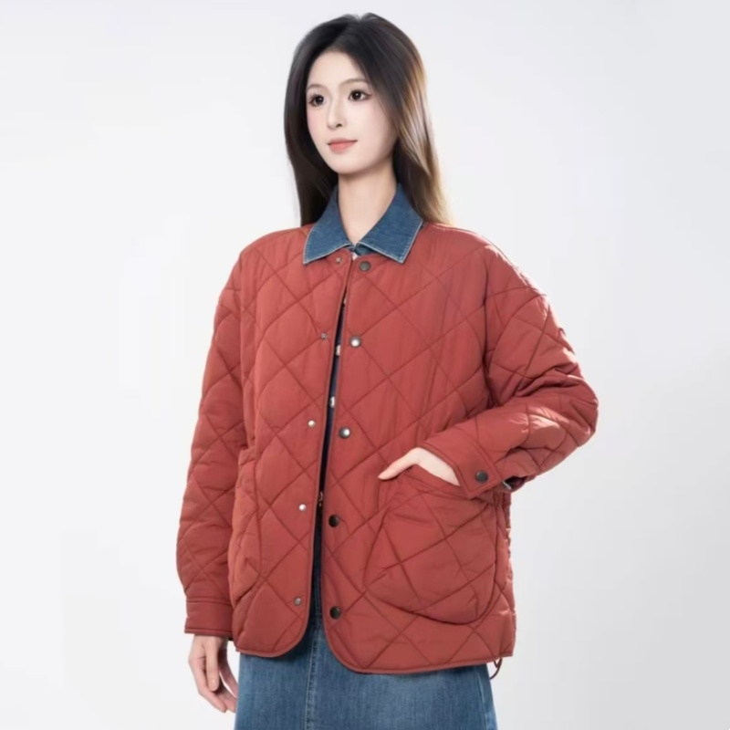 【商场同款】新雪丽菱格棉服秋冬新款百搭宽松圆领压线外套5400730