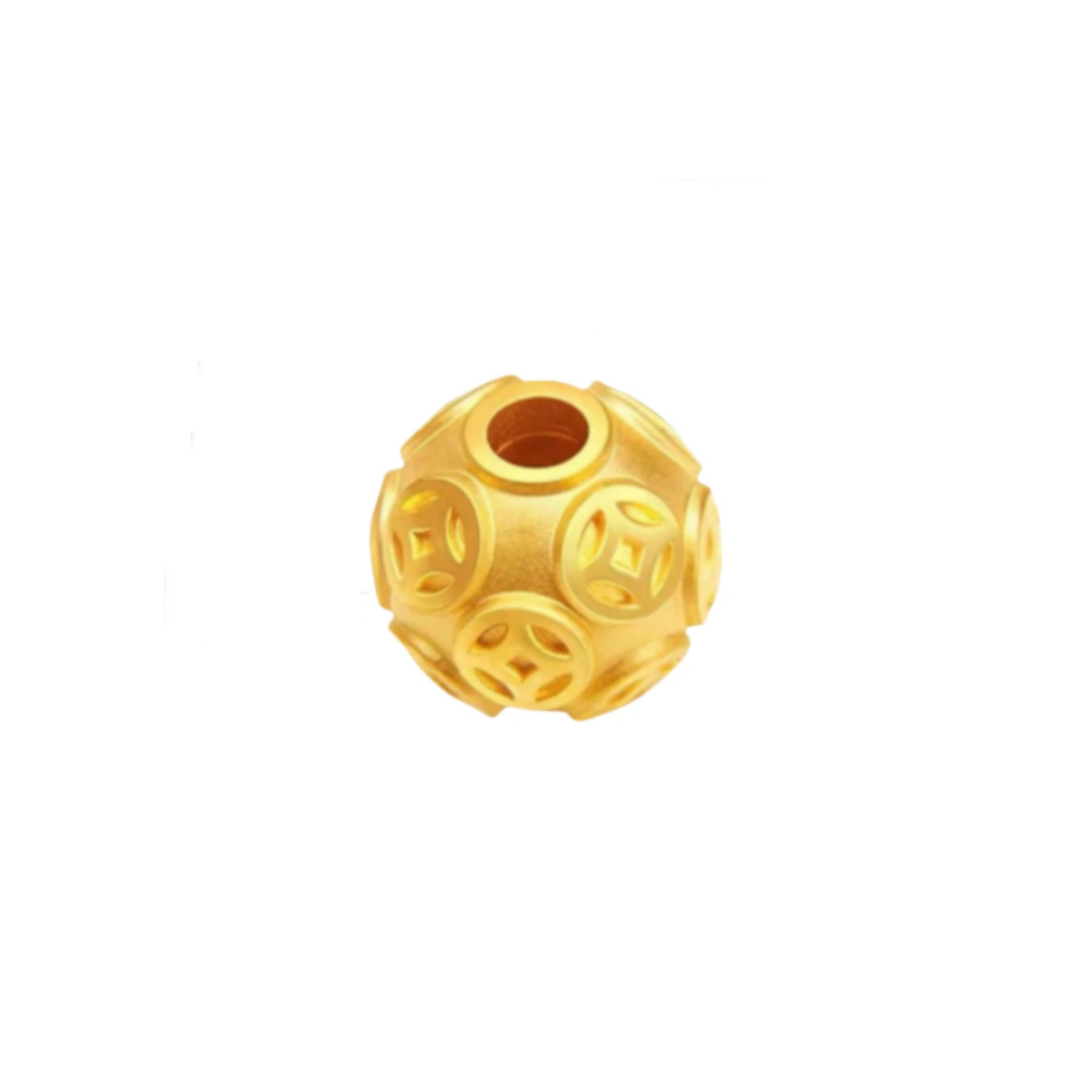 足金999转运珠卡10mm金钱珠隔珠八方来财（配件）-JFX1402