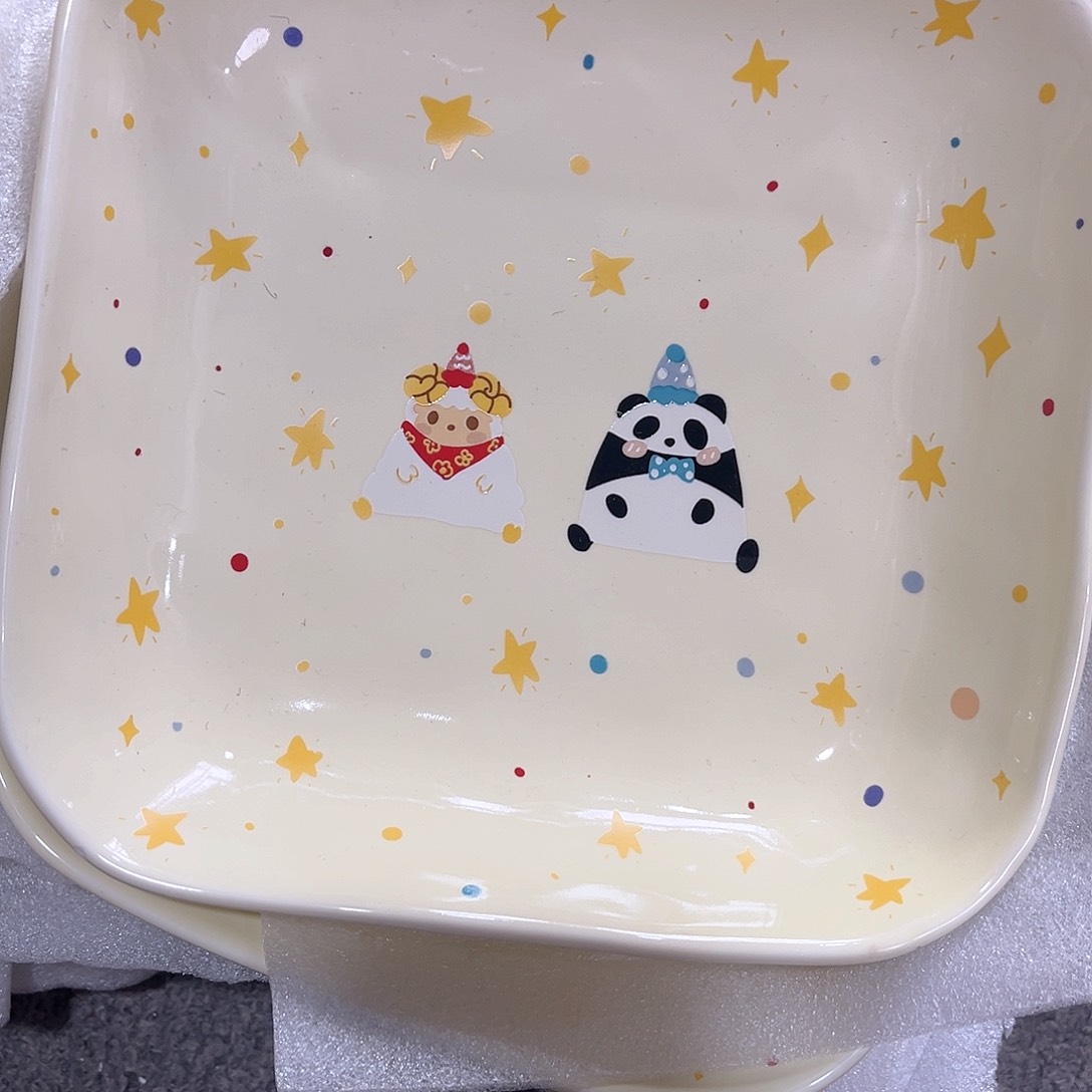 陶瓷八寸方盘可爱小动物