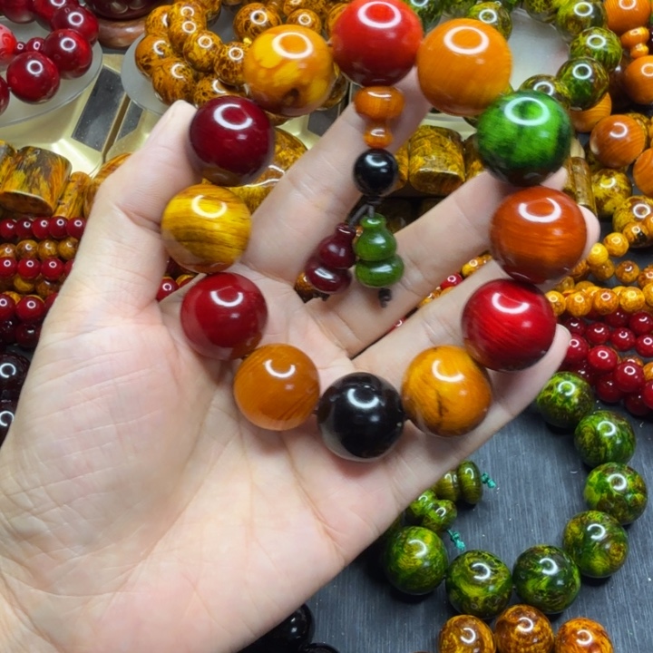 松木琥珀木文玩手串