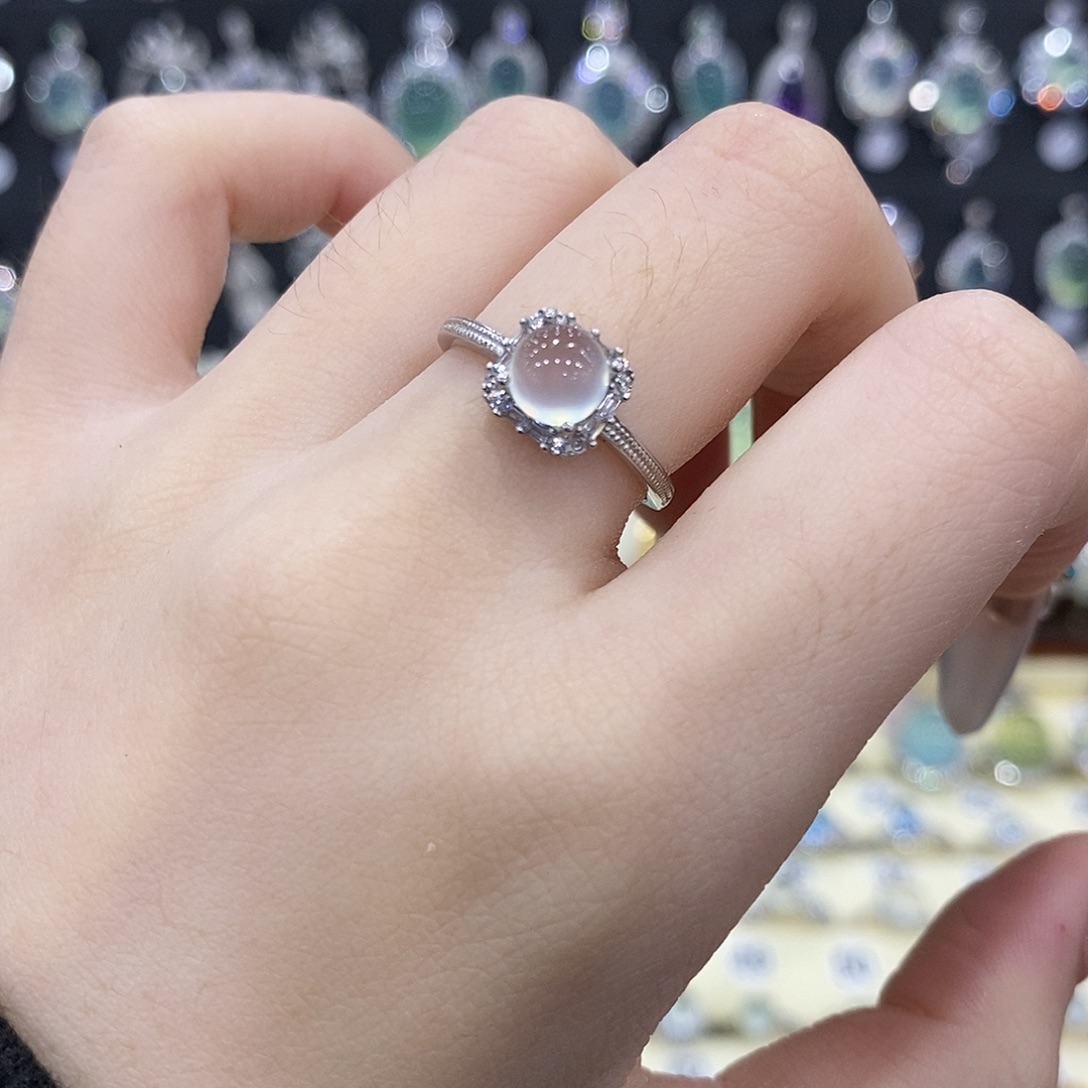 蛇纹石玉银S925镶嵌戒指