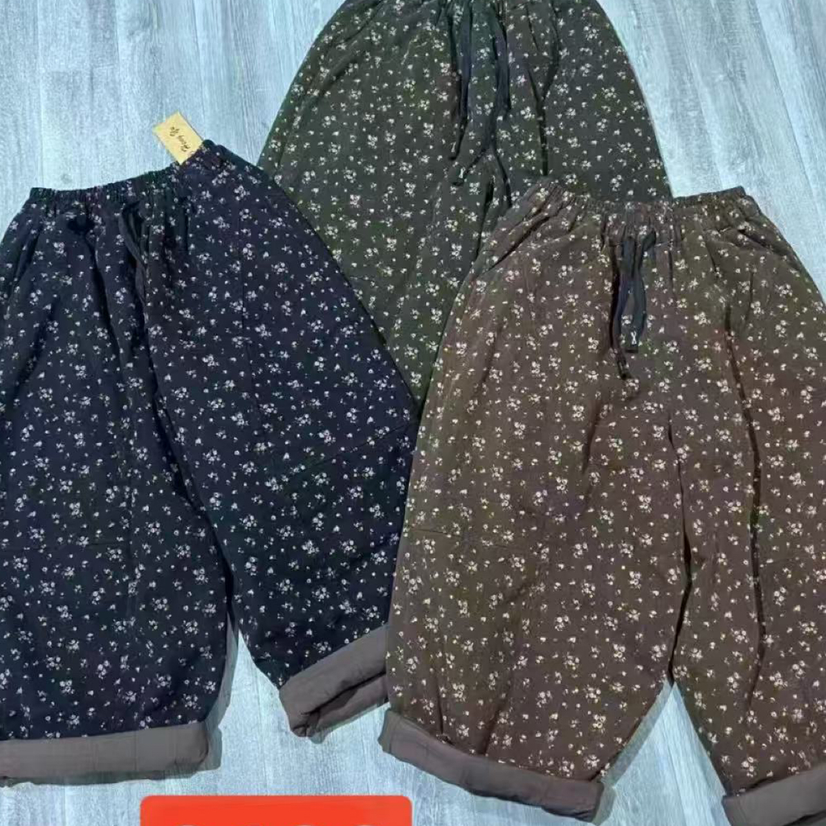 9132小花棉裤，90斤穿到165斤