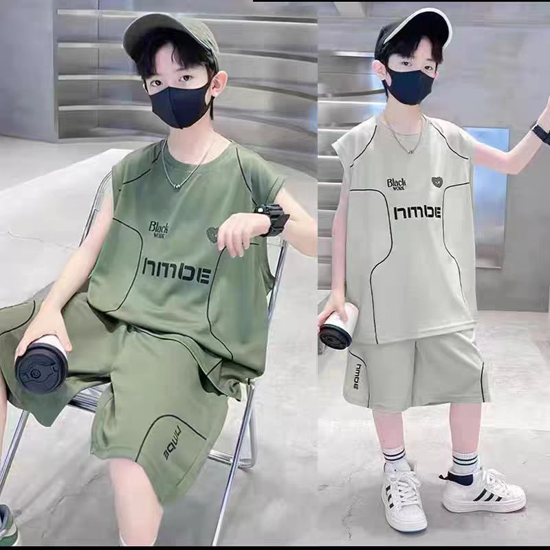 2025夏季新款夏装篮球服中大童运动休闲帅气上衣短裤两件套