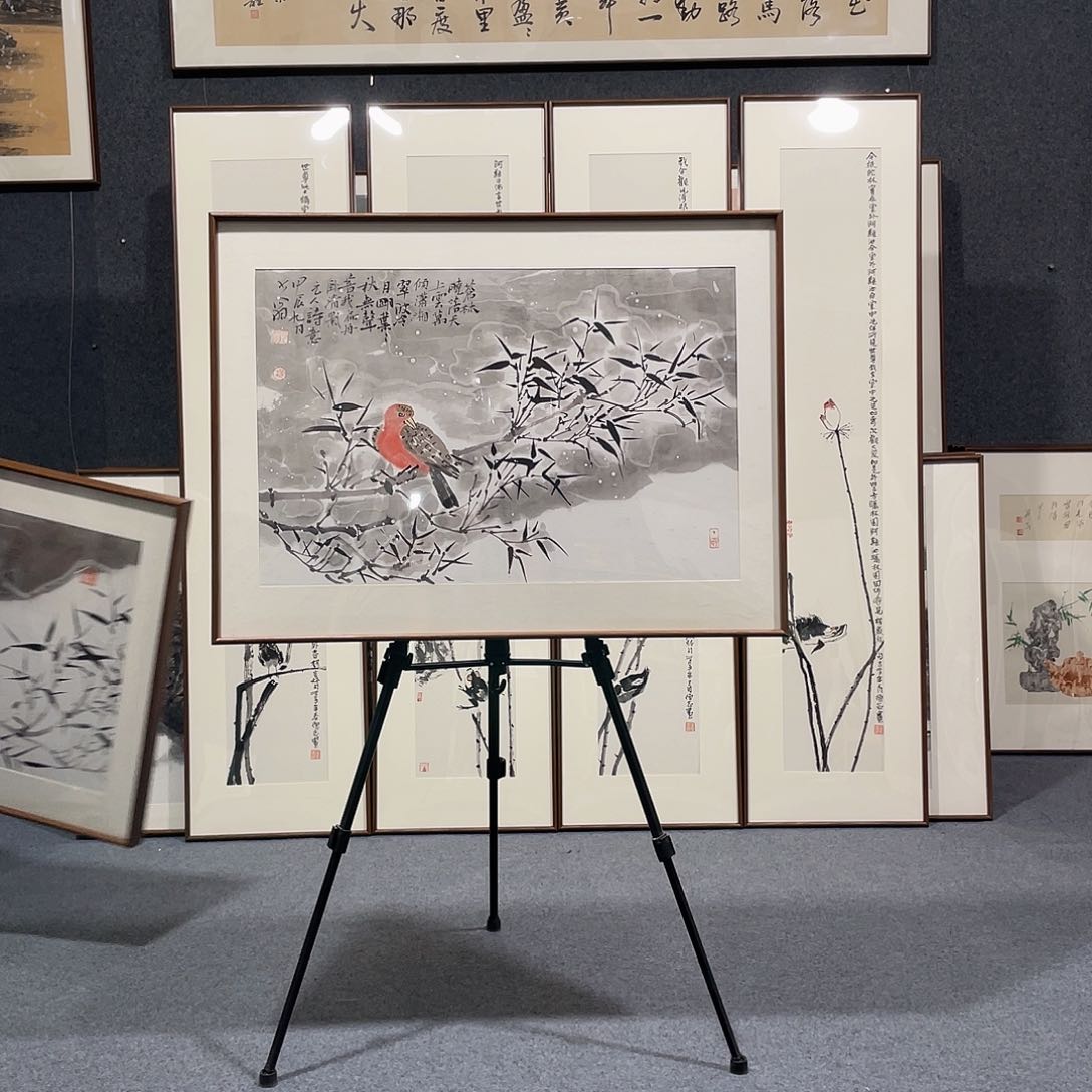 国画手绘作品带框