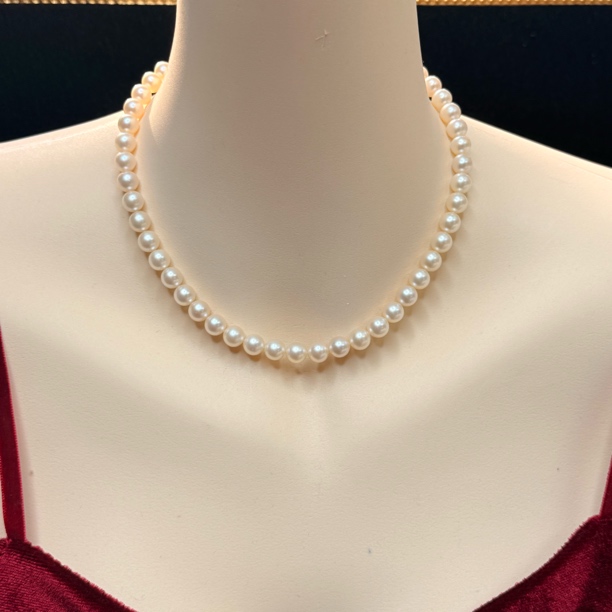 【六六中古】孤品天然海水珍珠项链ty1592链长38珠子7-7.5