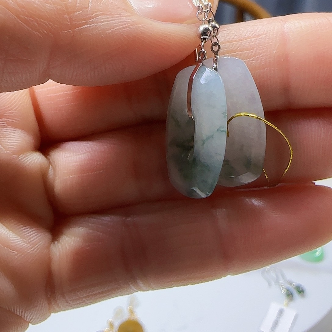 翡翠耳饰18K金镶嵌天然缅甸a货翡翠