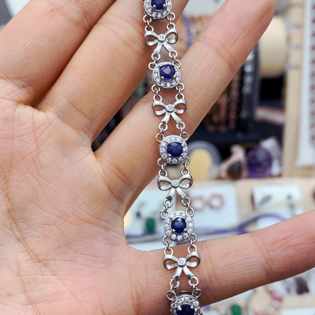 蓝宝石手链银S925镶嵌