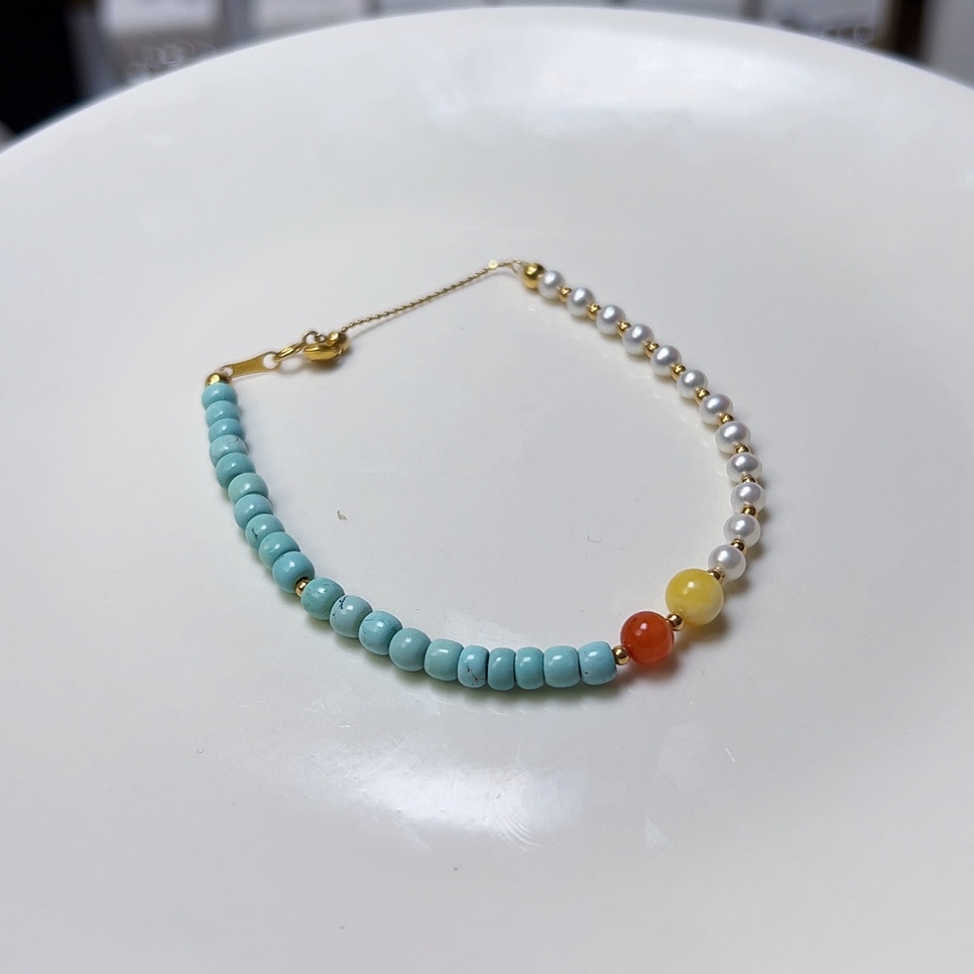 淡水珍珠手绳18K金镶嵌