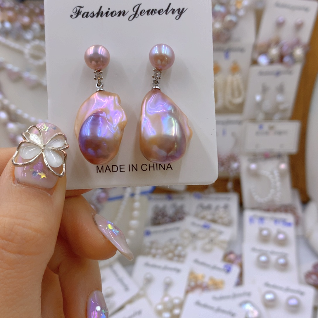 淡水珍珠耳饰银S925镶嵌