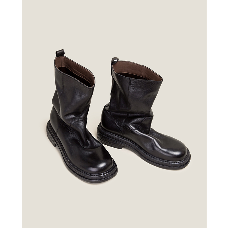 【Shoemaker Queen】全皮新复古中筒靴骑士靴宽筒短靴马丁靴子