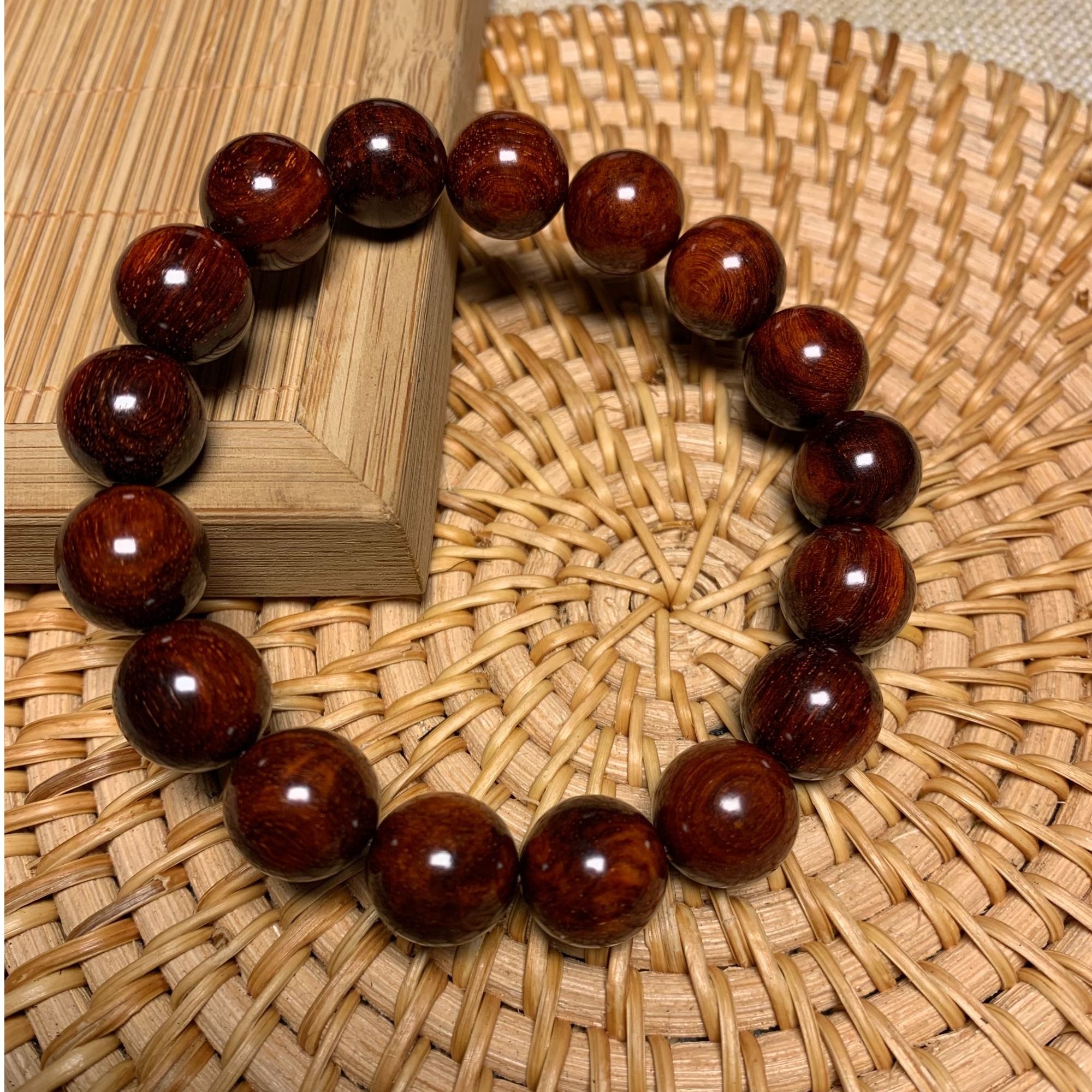 原汁原味 无胶无蜡 1.2×17颗+1颗 印度小叶紫檀高密老料手串