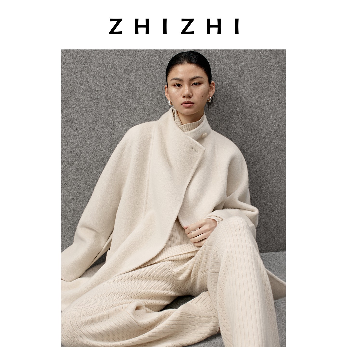 致知 媚娘鹰 丝牦牛绒柔软优雅气质一粒扣大衣25冬季ZZ2EWWWT006