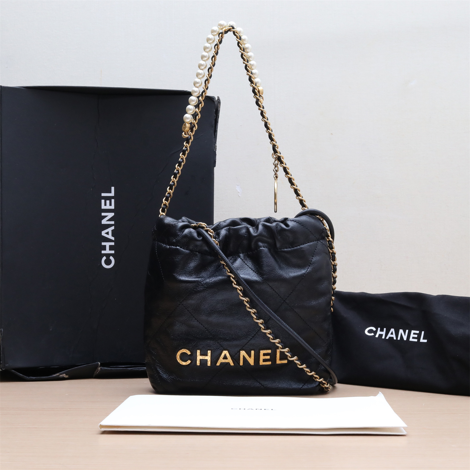 99新 Chanel/香奈儿 小花攀攀 23S 22Bag Tote Mini 皮革C 芯片开