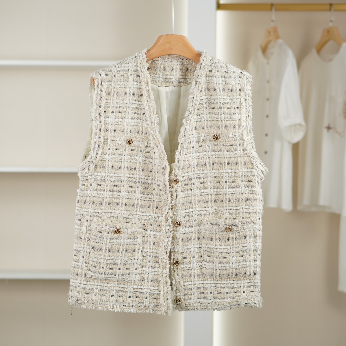 【麦笛16】50722342 春秋时尚小香风马甲外套品牌撤柜女装