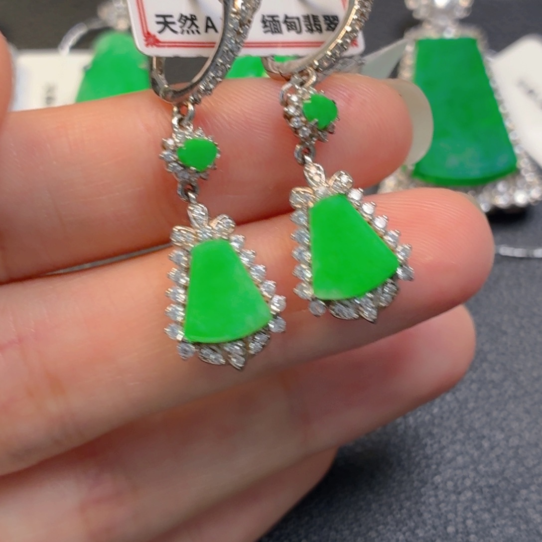 翡翠银S925镶嵌吊坠(不含链)耳坠