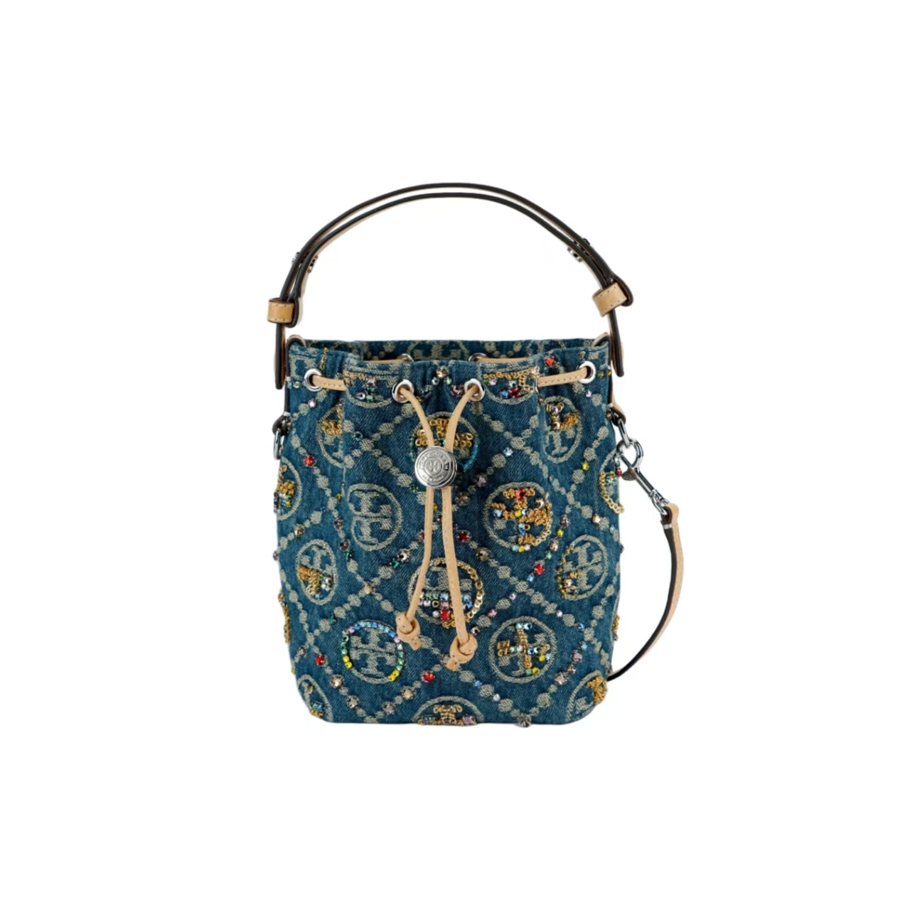 ToryBurch/汤丽柏琦 T MONOGRAM 小号水桶包单肩包 14*8.2*18