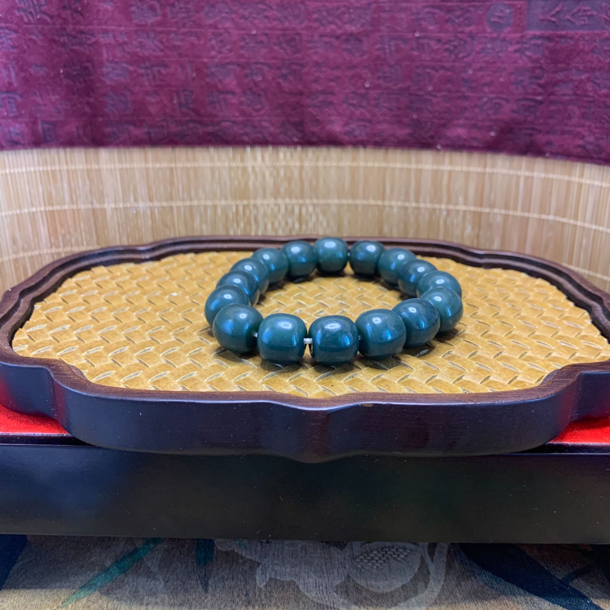 Q和田玉且末桶珠手串（卡14）1136