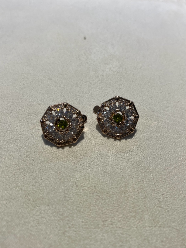 铜合金玻璃耳饰 简约耳扣 玫瑰金色 005sawit pasun jing kuz 