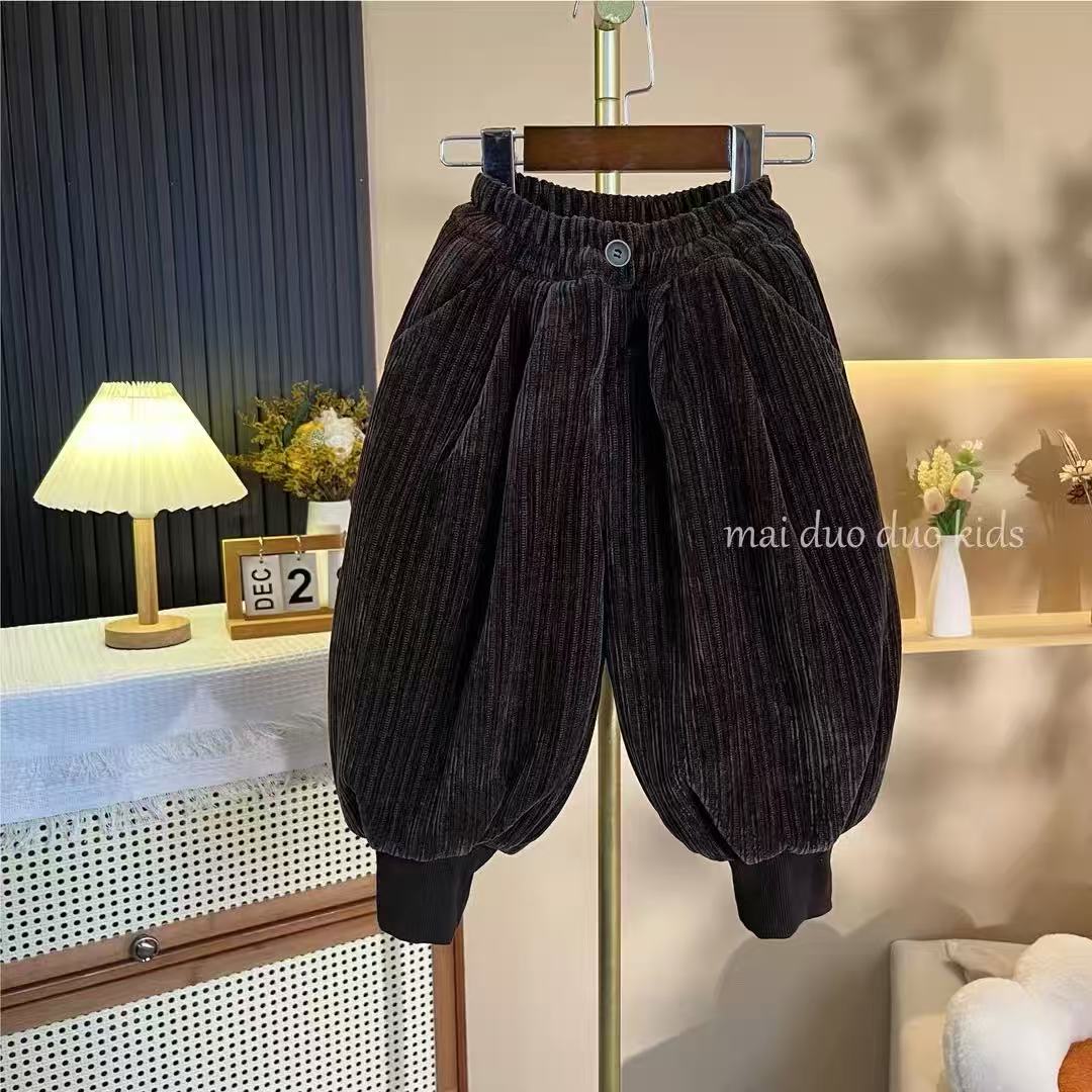 A5982男女童潮流个性洋气休闲秋冬季条绒加绒灯笼裤