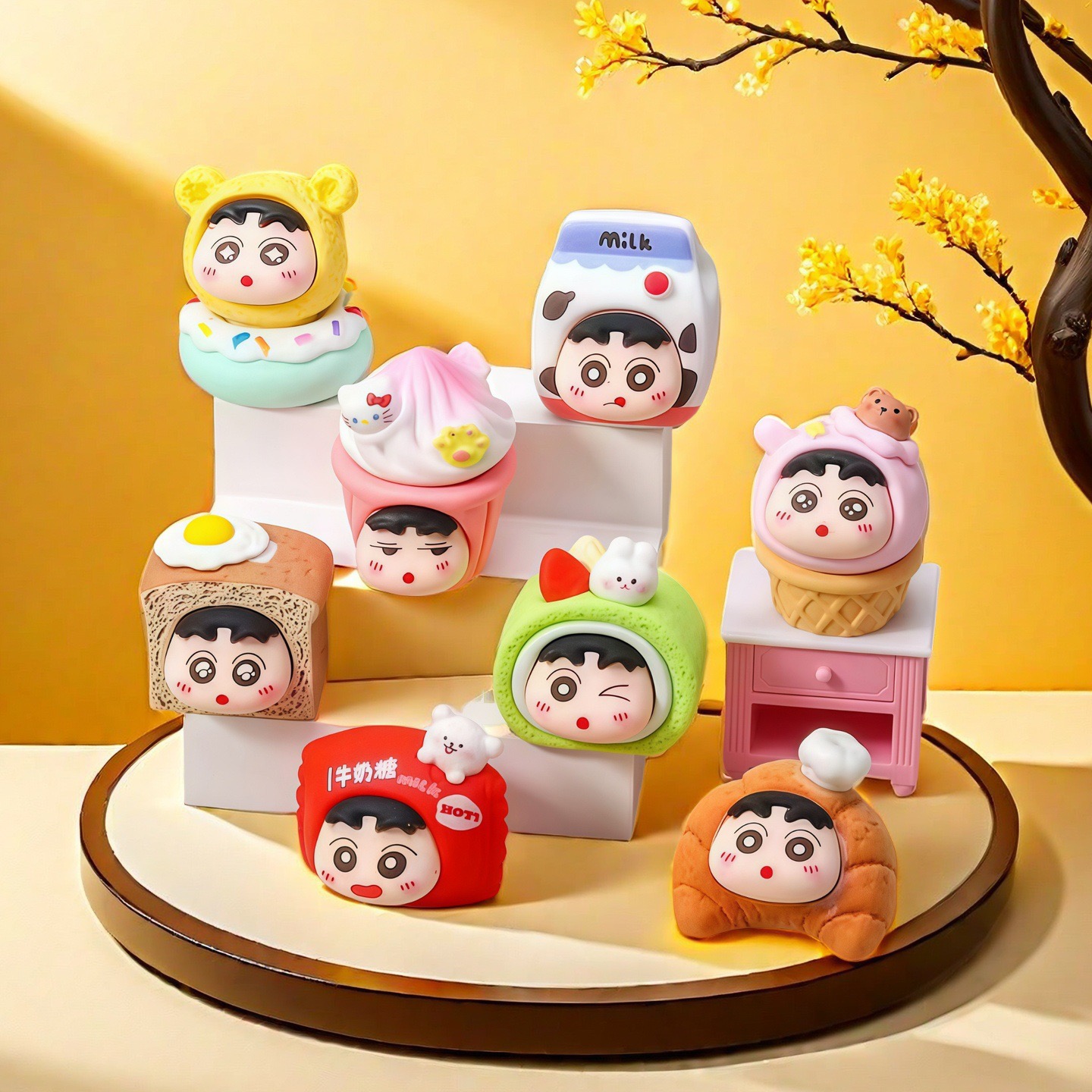 手感漆食玩小新树脂摆件