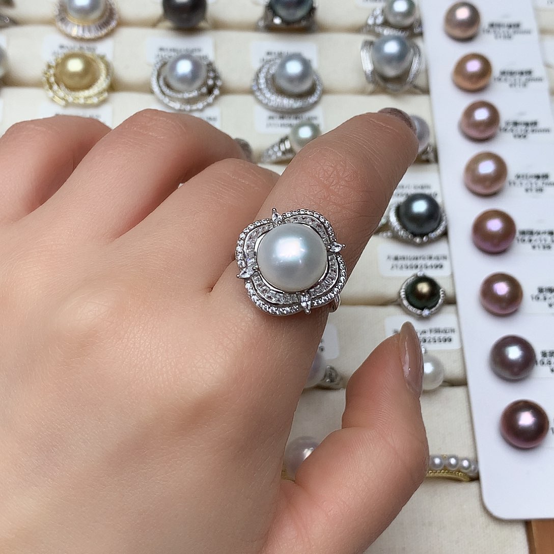 淡水珍珠戒指银S925镶嵌