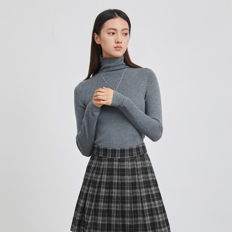 圣迪奥雅丹风半高领打底时尚简约气质纯色针织衫S223Z3568