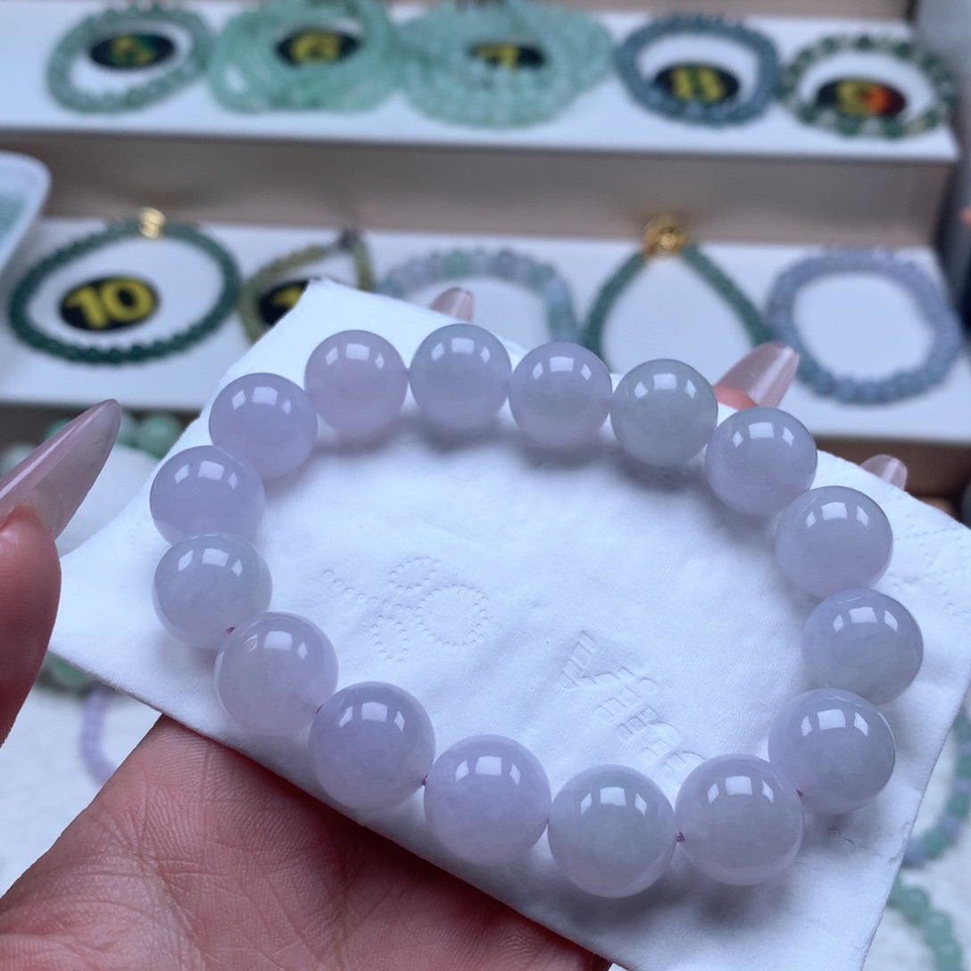 看***攘翡翠未镶嵌手串紫珠珠12.7