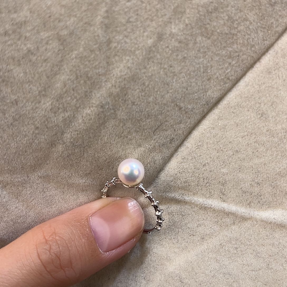 戒指淡水珍珠银S925镶嵌微瑕
