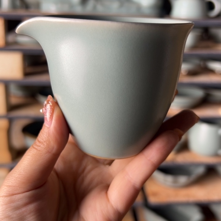 原矿汝瓷仿古釉直口公道手工一级