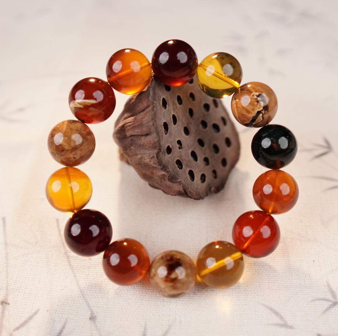 【亿景珠宝】13+天然琥珀多宝手串血珀蓝珀灵草珀根珀溶洞珀星际蓝