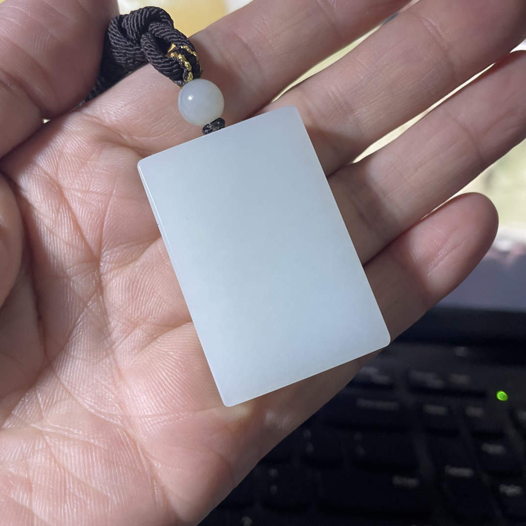 41克小精品无包容新疆和田玉且末料无事牌吊坠时尚简约6刀正品