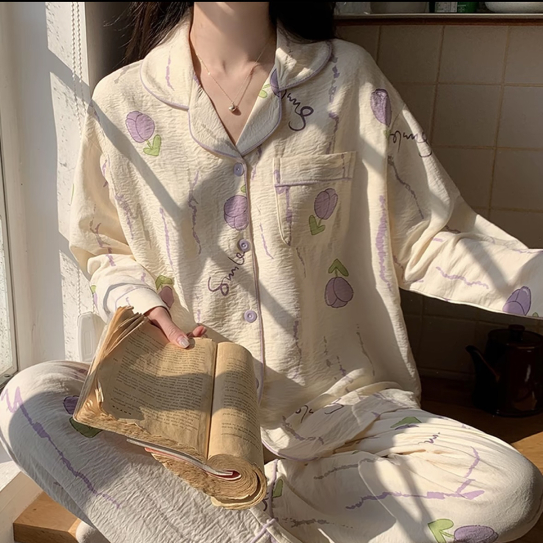 郁金香带胸垫睡衣套装A587