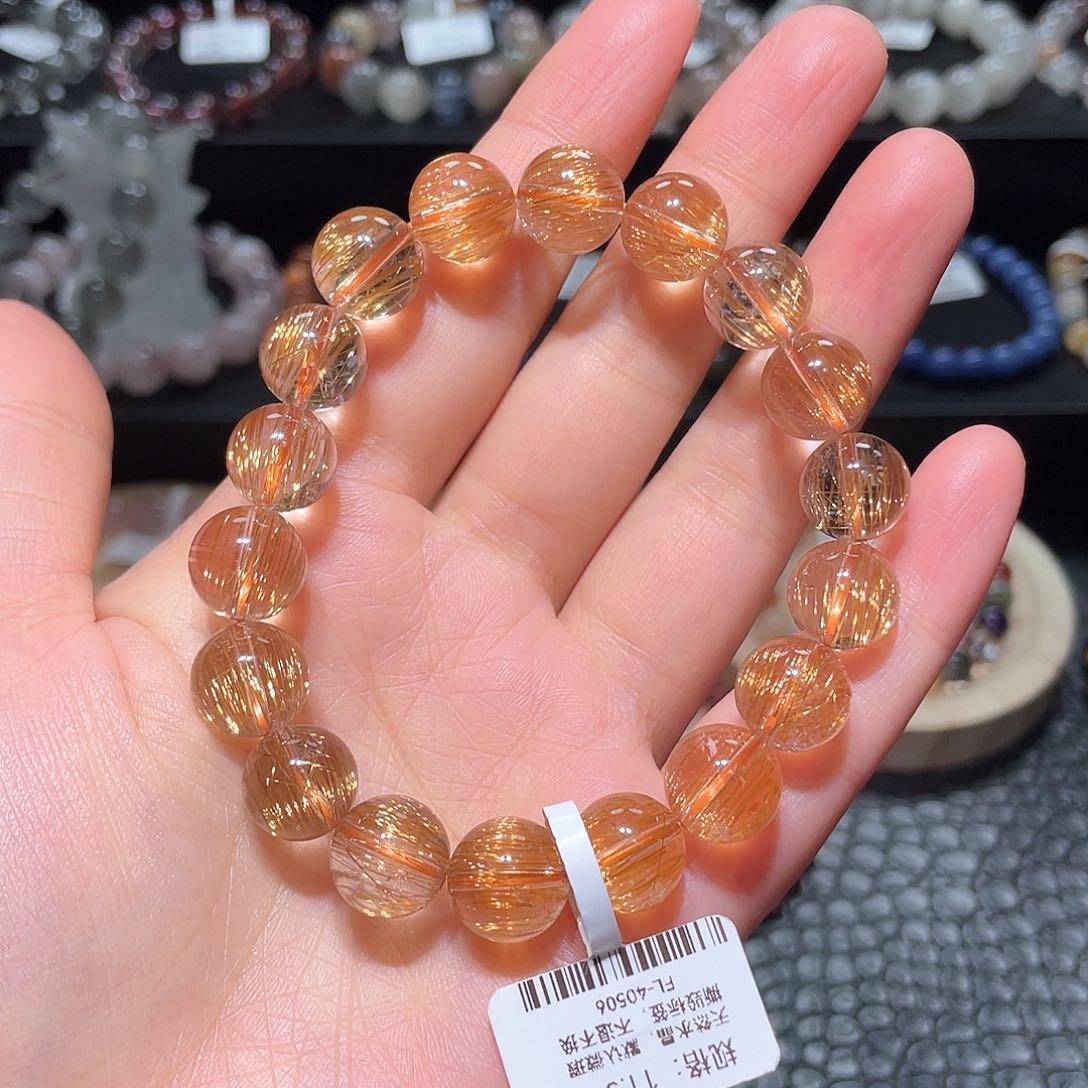 水晶手链未镶嵌铜发晶手链，晶体通透