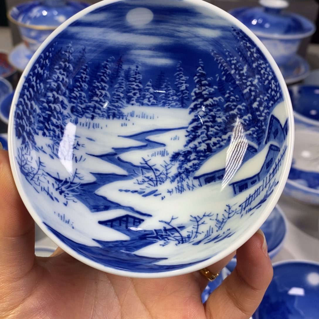 青花雪景主人杯杯