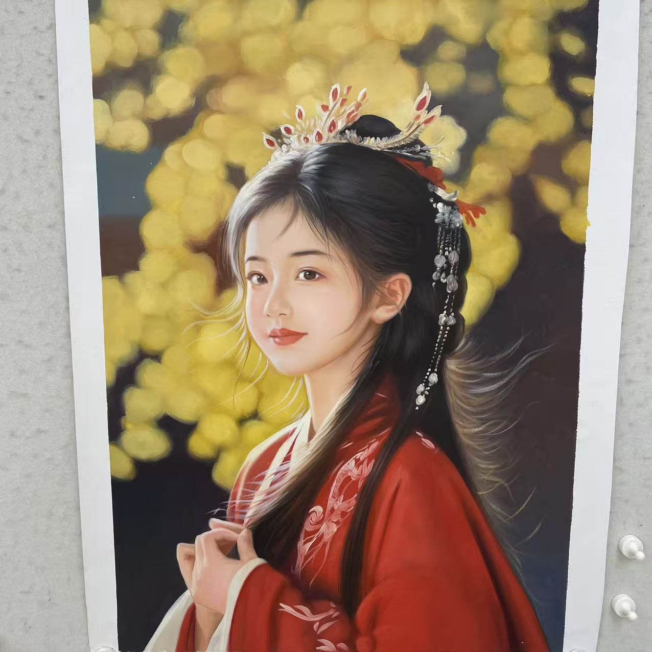 林彦新***中国少年-银杏-约60*90厘米-手绘油画-麻布
