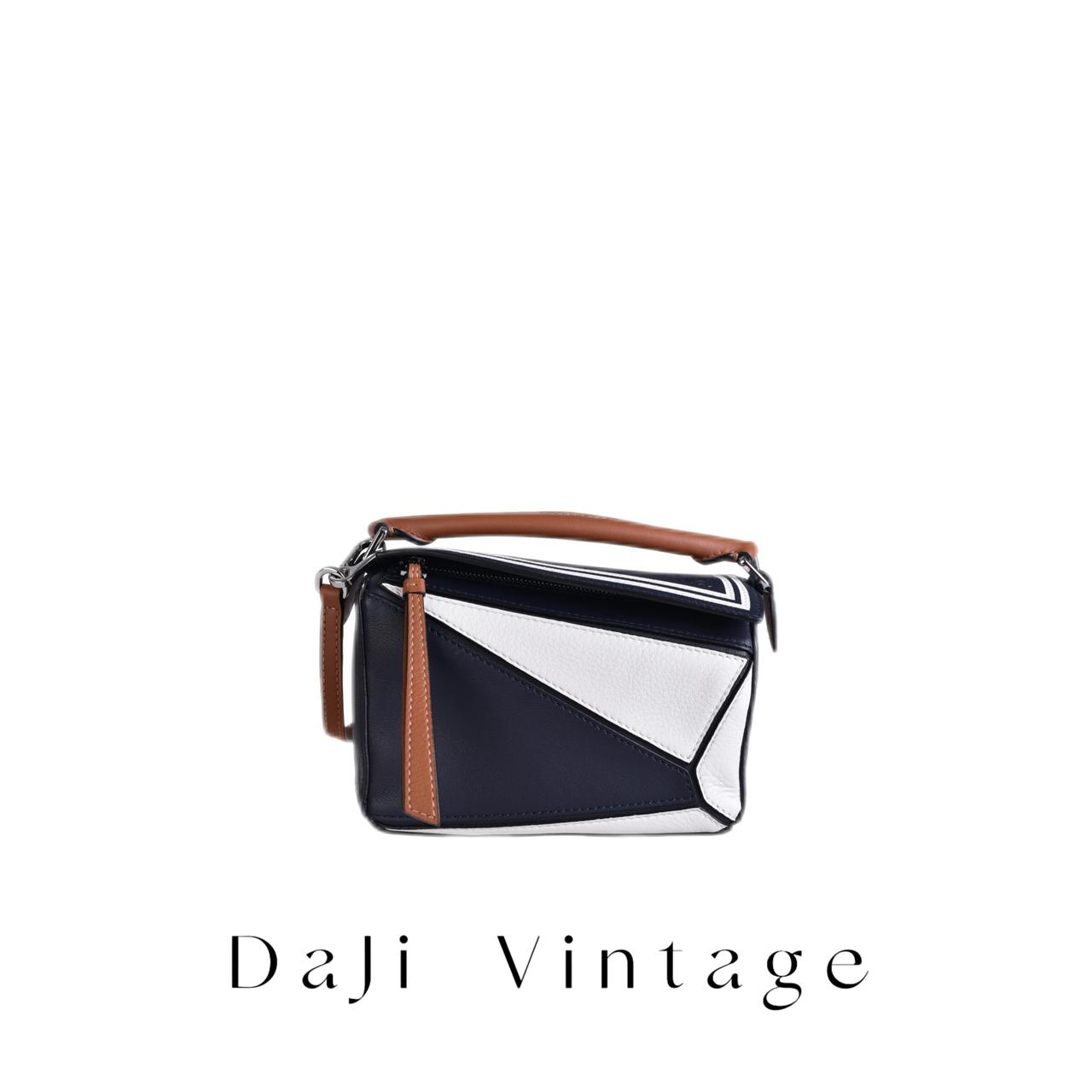 大吉中古/Loewe罗意威海军蓝拼色mini puzzle斜挎包