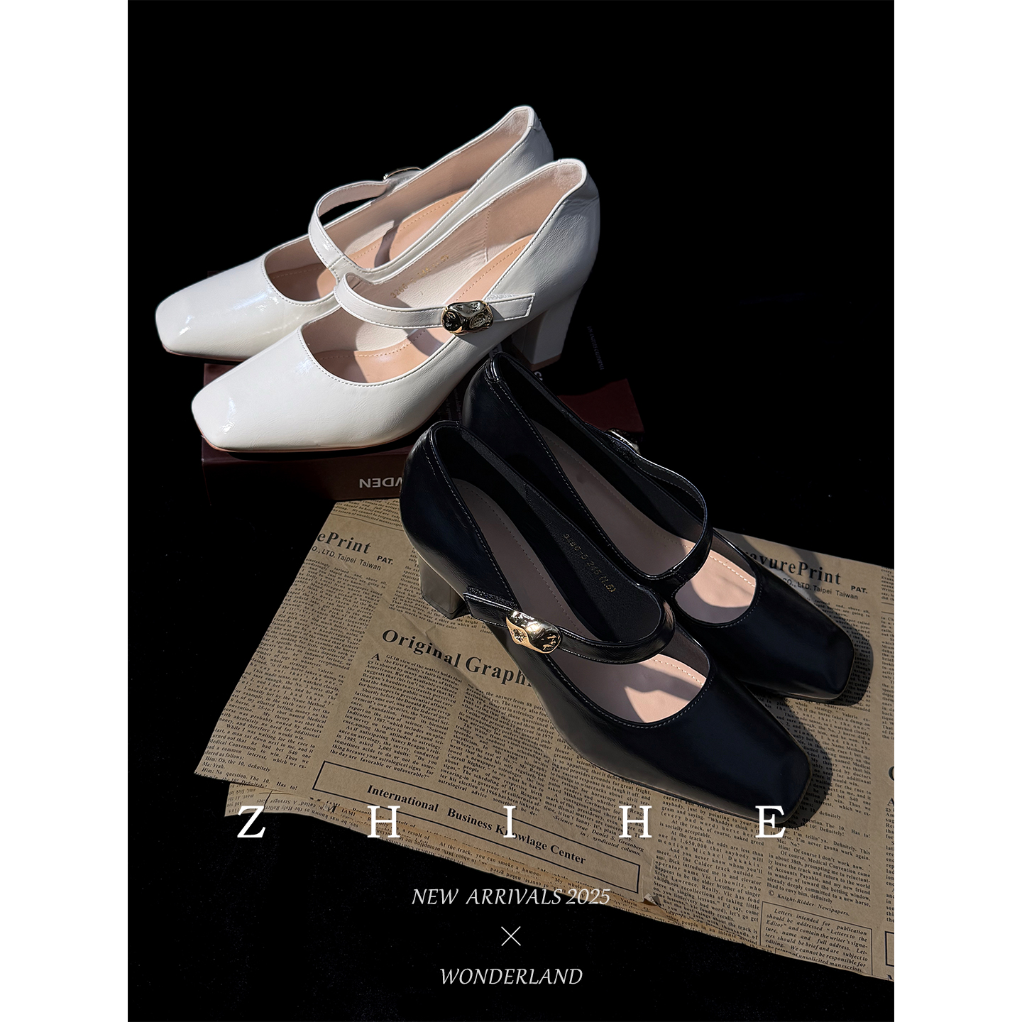 无艳一禾 法式方头玛丽珍鞋YHSC025132