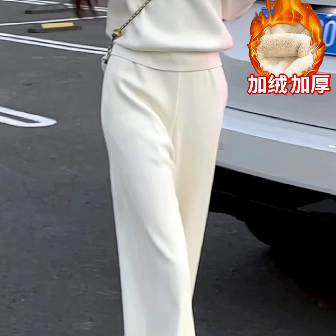 拉夏贝尔/25秋冬加绒加厚保暖新百搭通勤休闲裤子 10702 MQJ