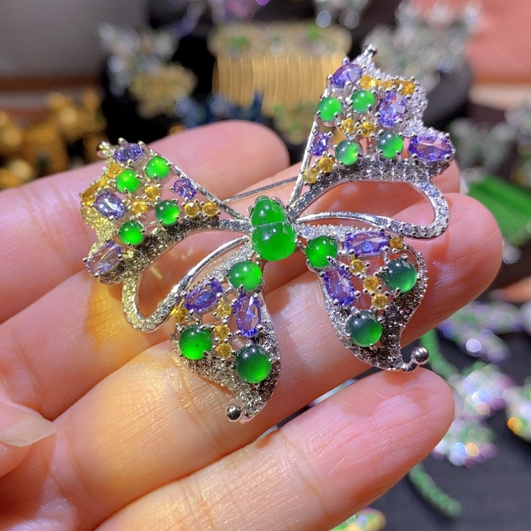 吊坠(不含链)银S925镶嵌翡翠