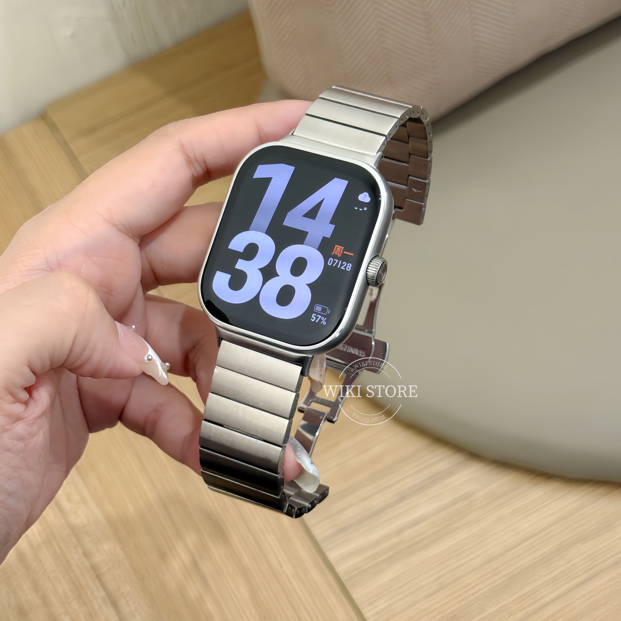 WIKI适用小米手环9pro不锈钢一株金属表带红米watch6/5高级男女款