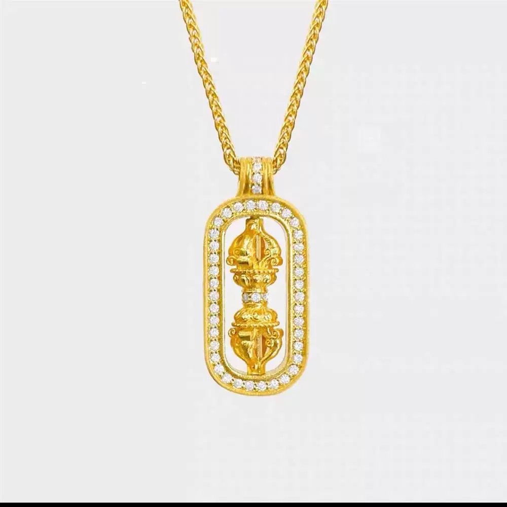 18K金 真金镶嵌吊坠 【钢印：AU750+鉴定证书】编号： W9