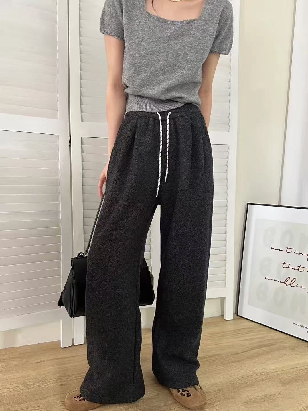 Z.X  松紧腰加绒毛呢阔腿裤  109  