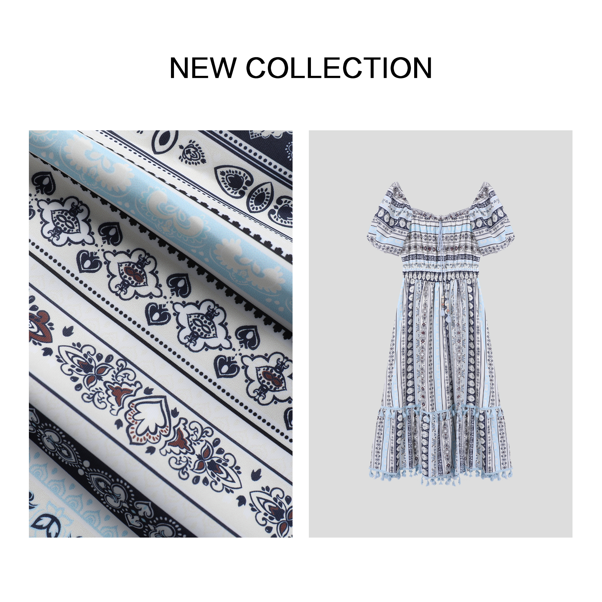 《粉丝专属》L5F36021A 沙滩度假风短袖连衣裙 