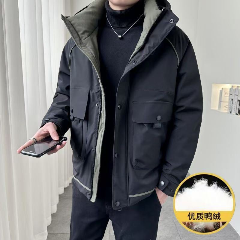 男士工装羽绒冬季2025新款白鸭绒休闲加厚保暖美式连帽外套男潮牌