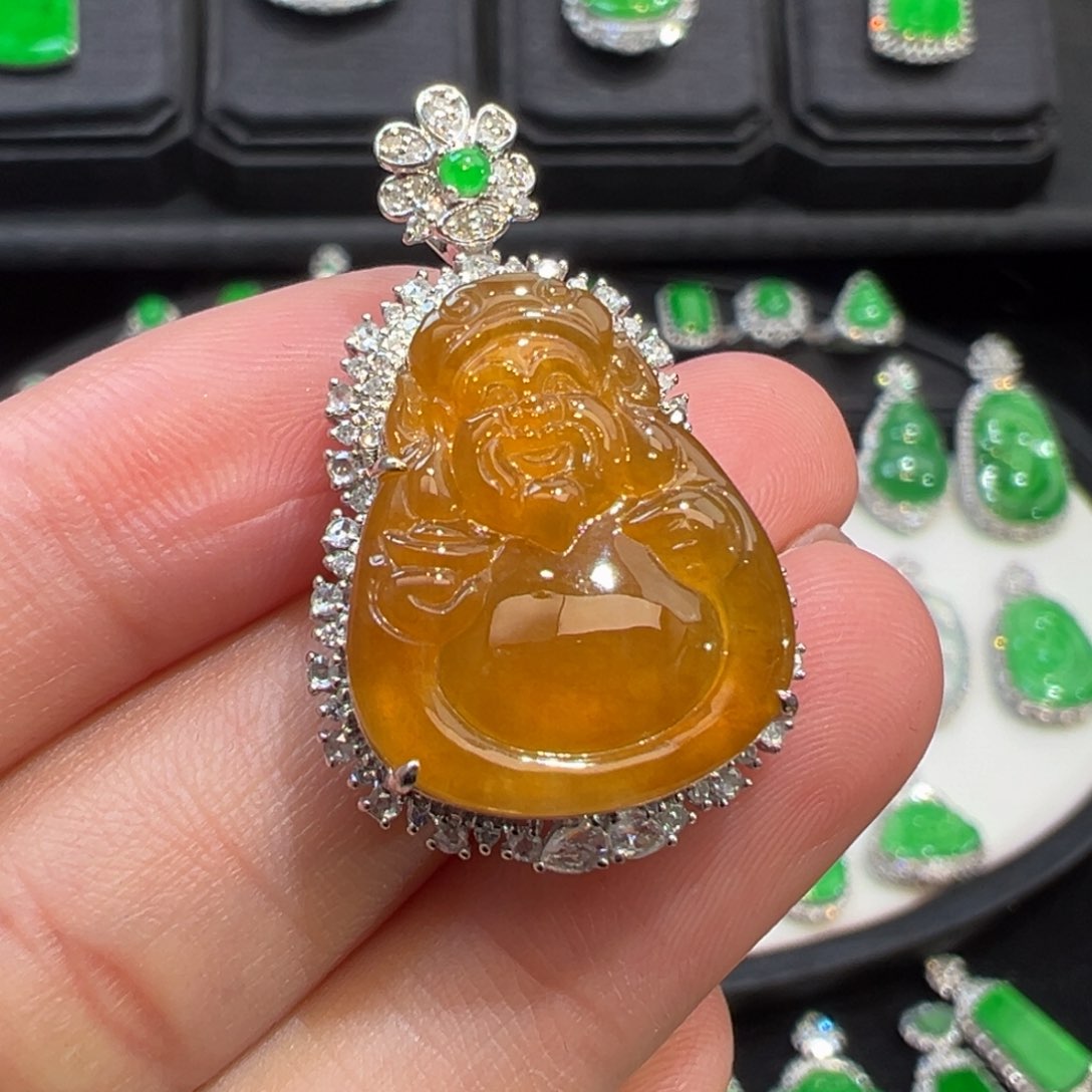 翡翠吊坠(不含链)18K金镶嵌收到货48小时鉴赏期