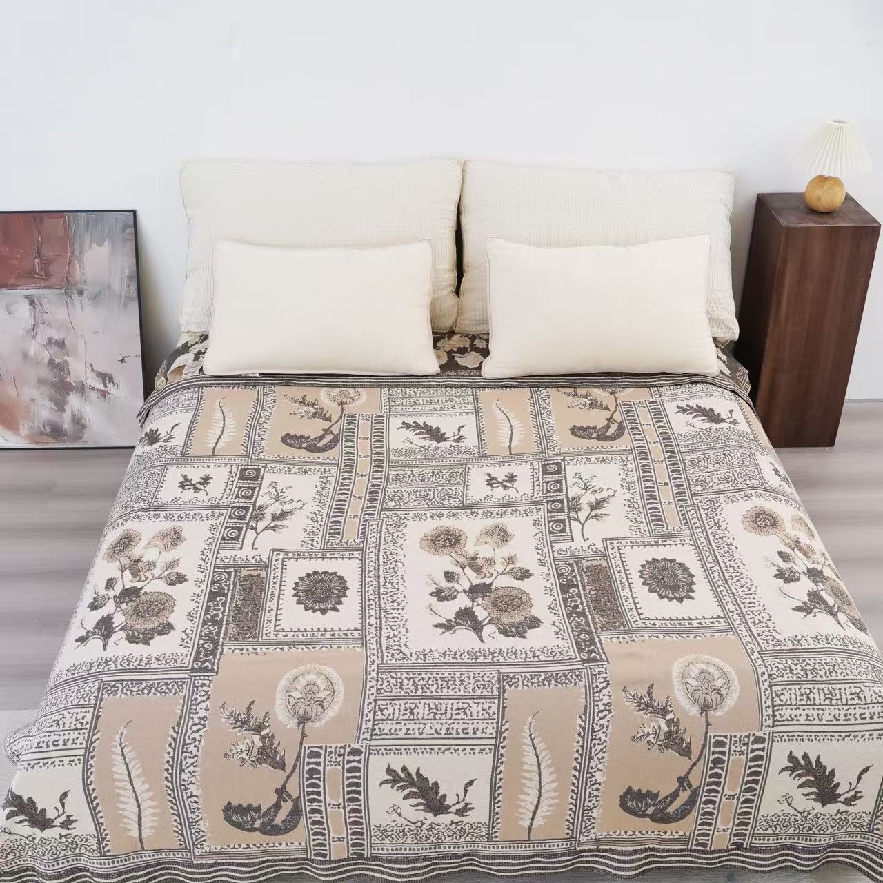 M【锦瑟年华】200*230cm雨露汉麻床盖四季通用多功能亲肤透气机洗