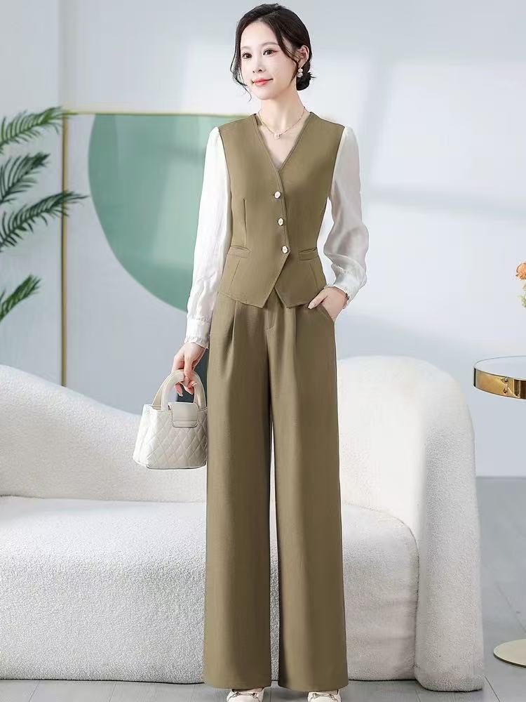 【T1582】法式优雅高质感气质时尚两件套裤