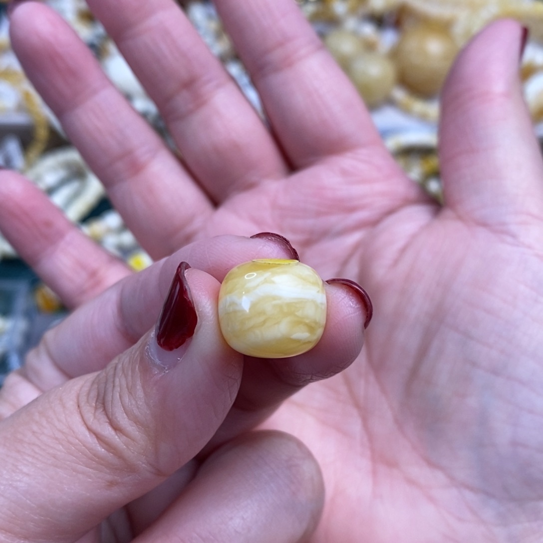 琥珀裸石未镶嵌虎皮纹老型单珠14