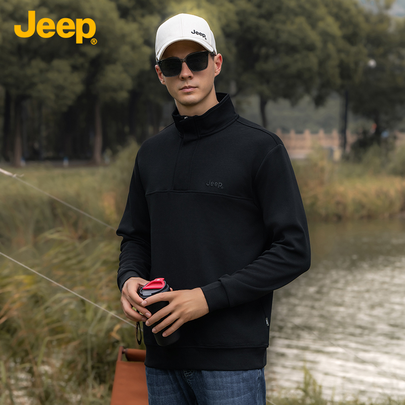 JEEP吉普春秋季高级感半拉链卫衣男潮流休闲百搭宽松舒适上衣服