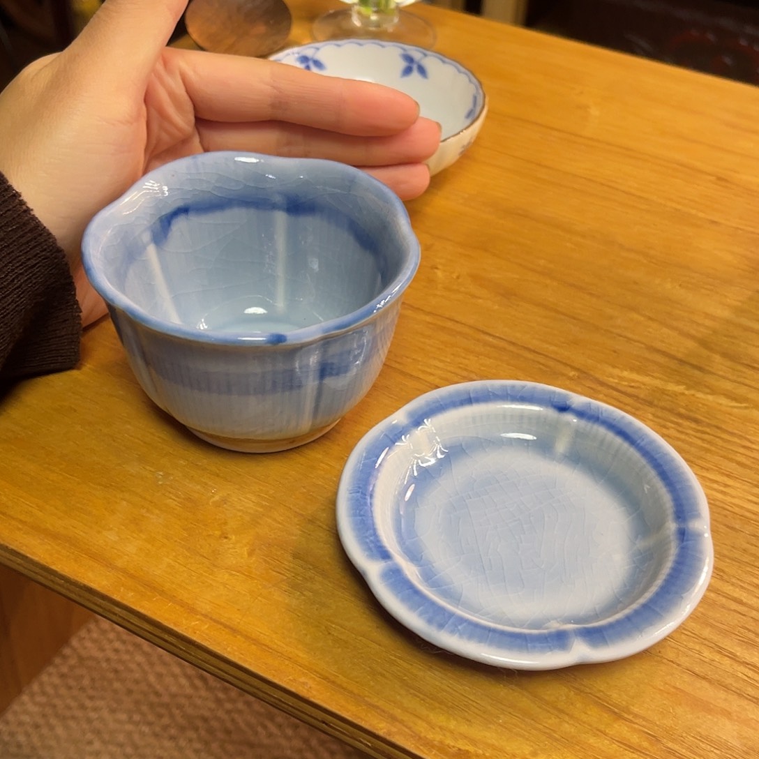 瓷片并列蓝釉花朵碟钵25